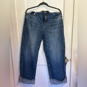 American Eagle Outfitters Stretch High Waisted Stovepipe Cuffed Jeans
